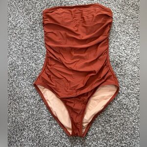J. Crew Burnt Orange Ruched Swimsuit